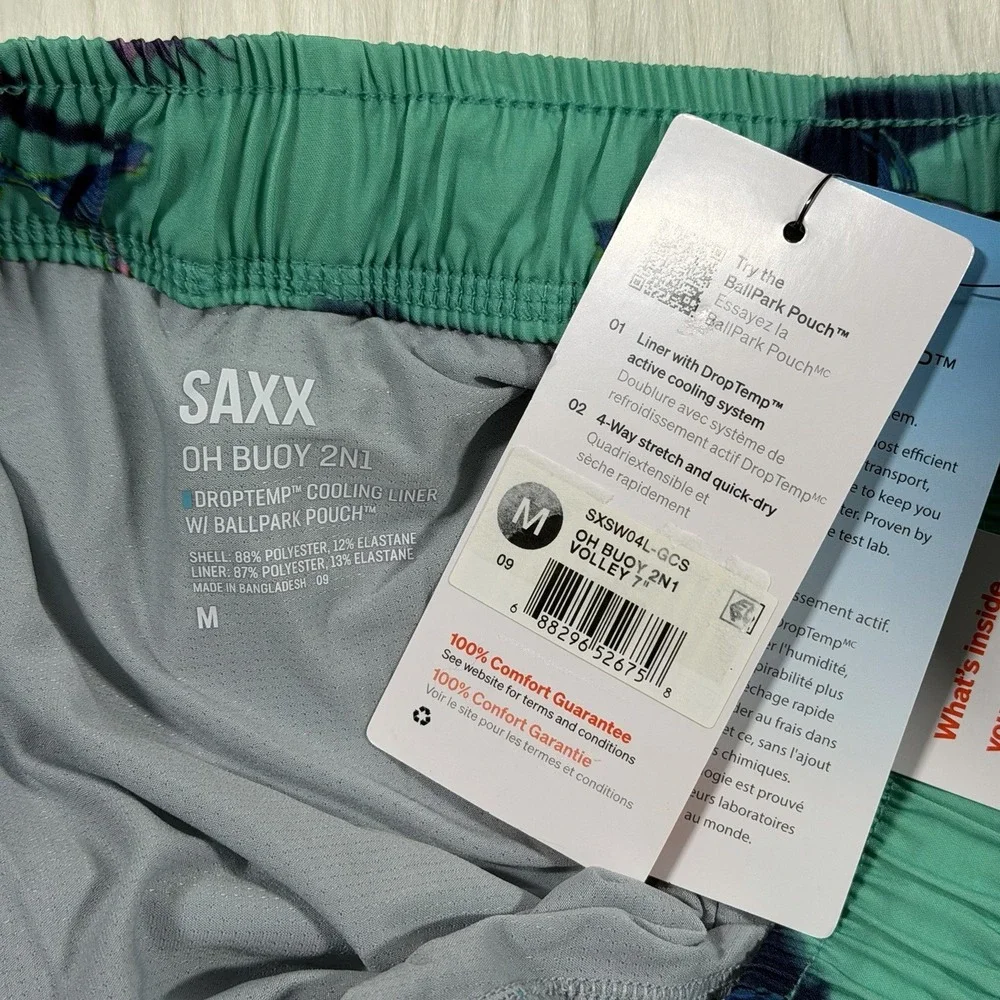 Saxx‎ Men's Size Medium Fish Print Oh Buoy 2N1 Volley 7